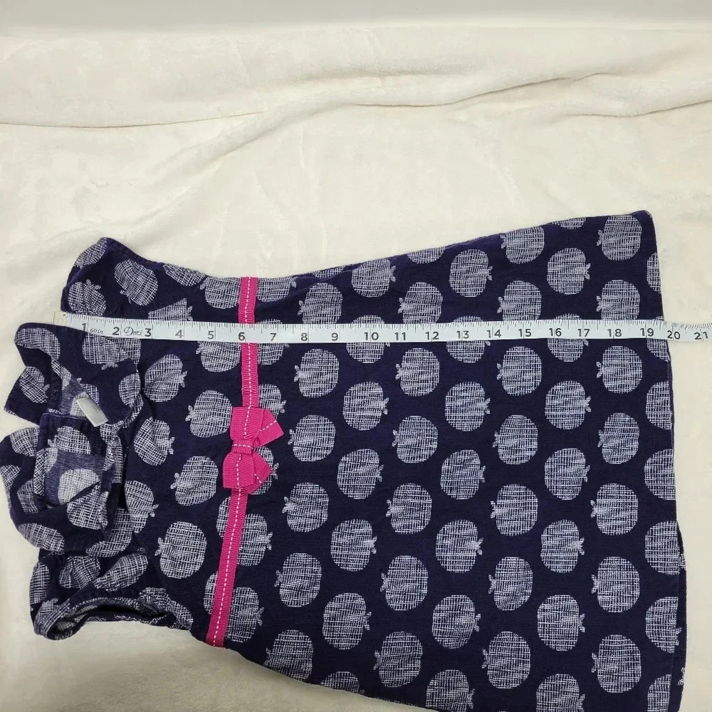 Gymboree Girls Size 4T Dress Navy Blue Apples Pink Ribbon Waist - Picture 11 of 13